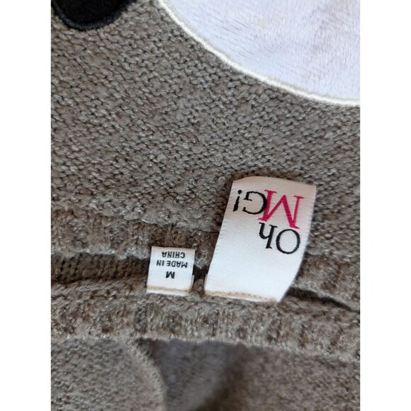 Gray Oh MG Panda Face Sweater With Ribbed Hem Womens Size M - Picture 4 of 6